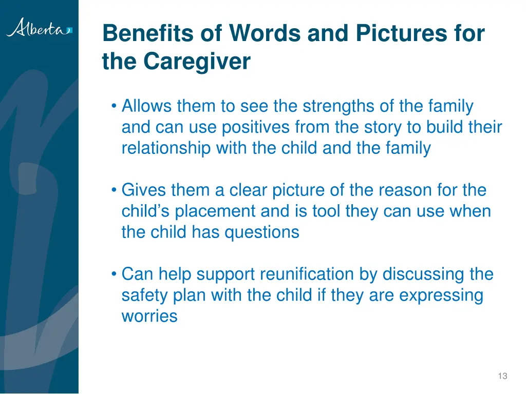 benefits of words and pictures for the caregiver