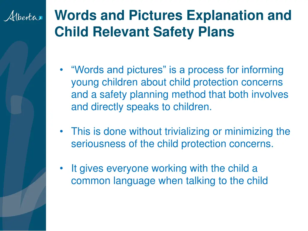 words and pictures explanation and child relevant