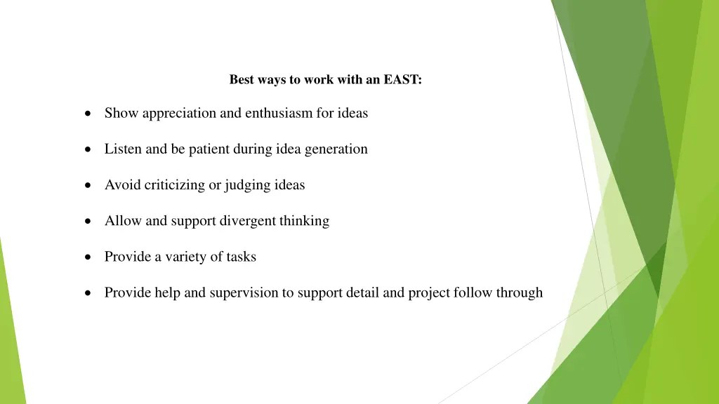 best ways to work with an east