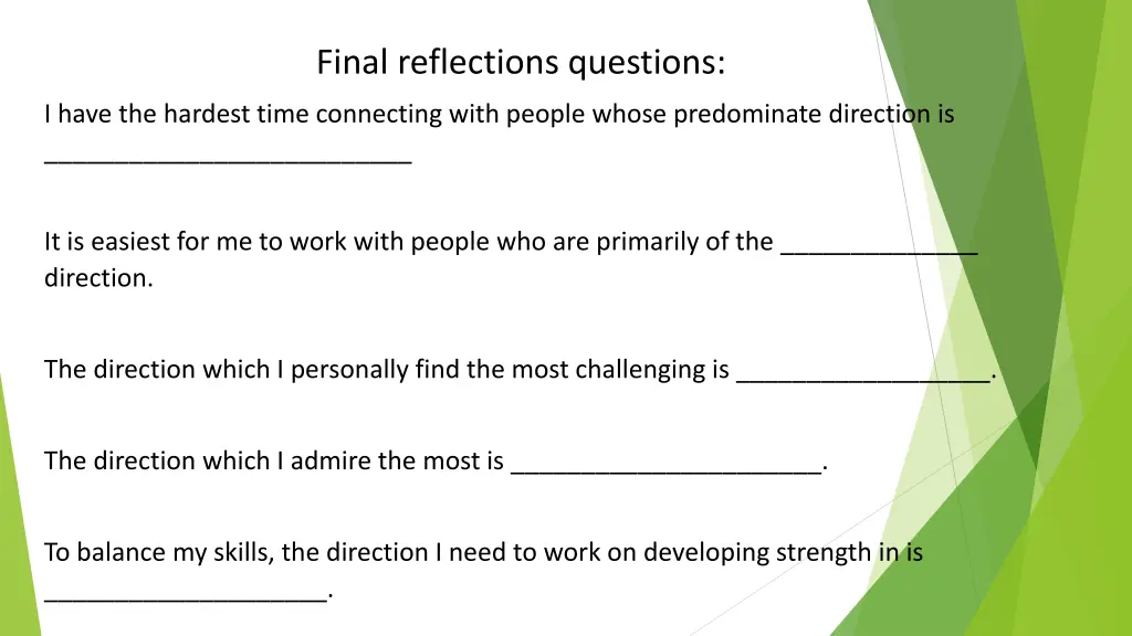 final reflections questions