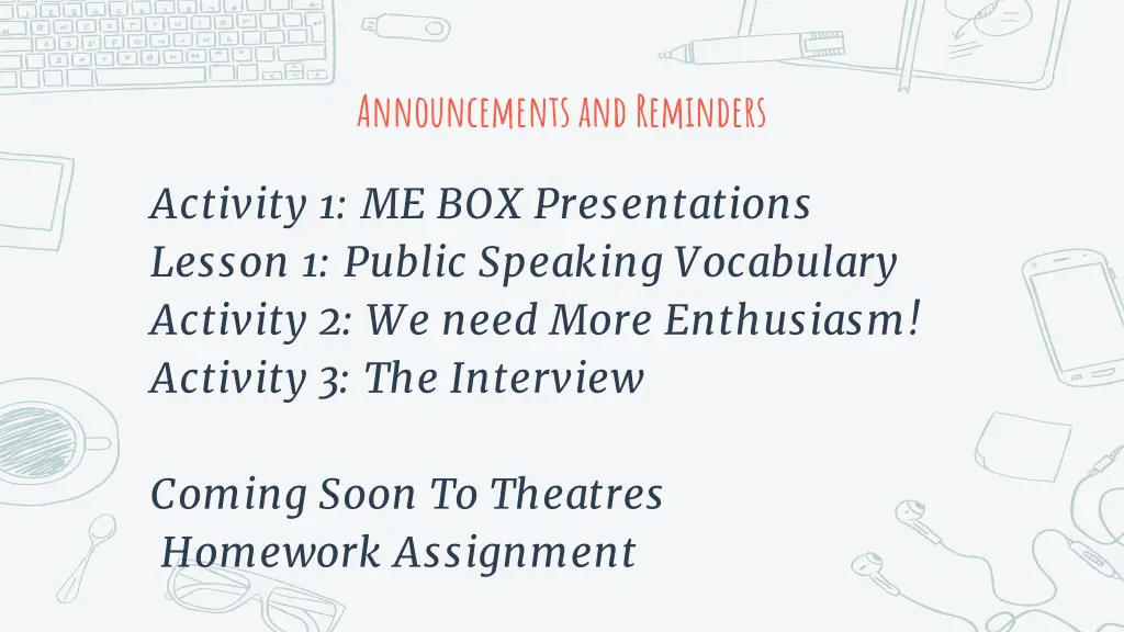 announcements and reminders