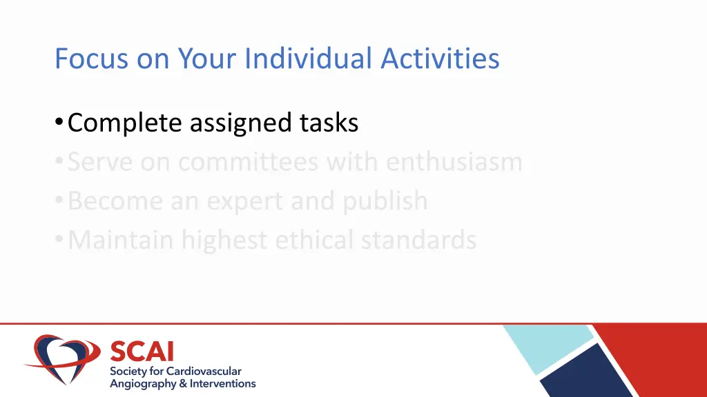 focus on your individual activities