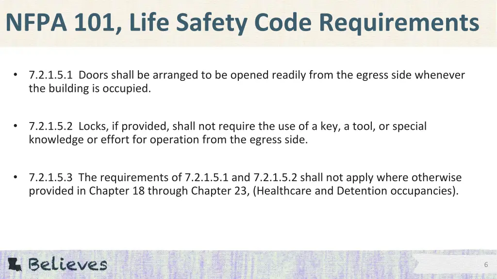 nfpa 101 life safety code requirements 1