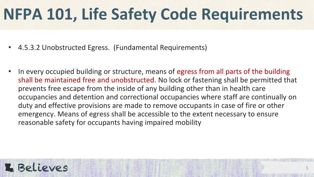 nfpa 101 life safety code requirements