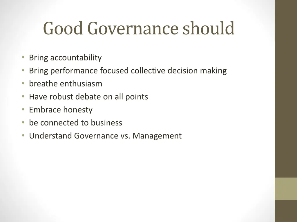 good governance should