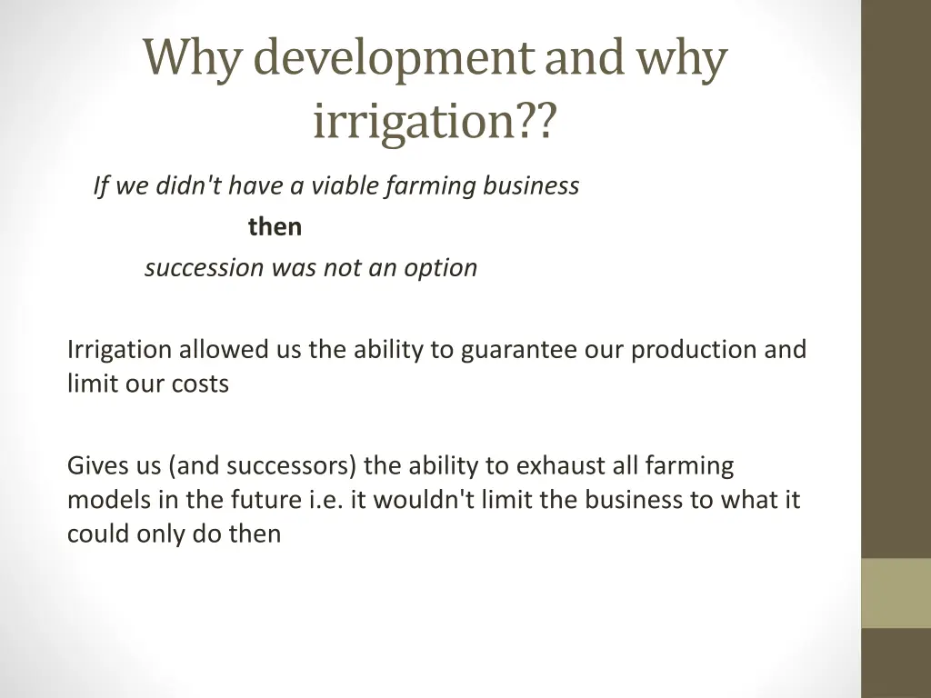 why development and why irrigation