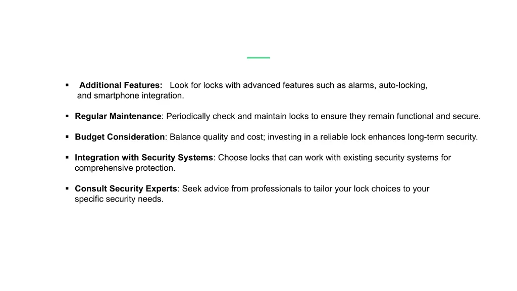 additional features look for locks with advanced