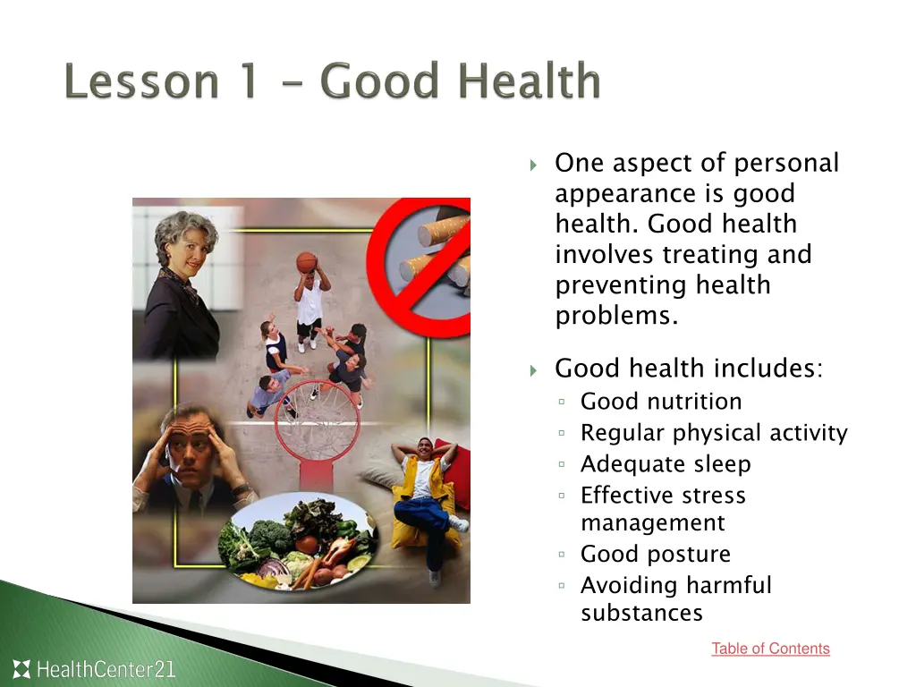 one aspect of personal appearance is good health