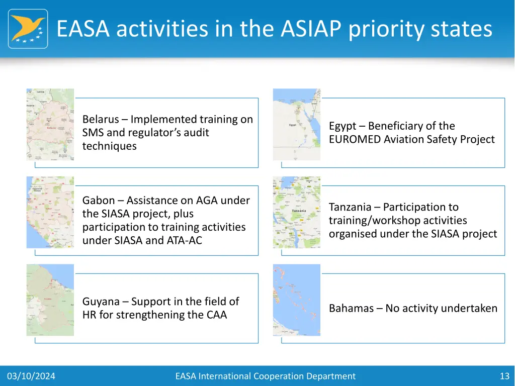 easa activities in the asiap priority states