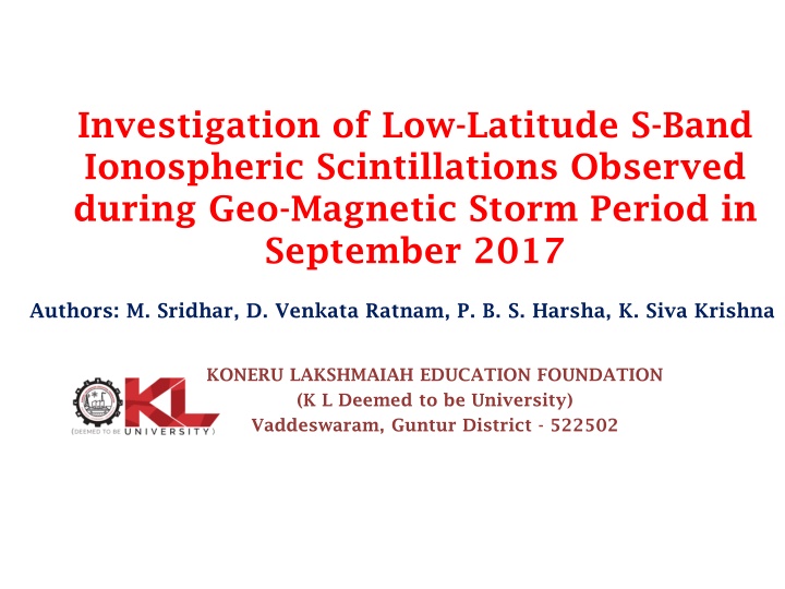 investigation of low latitude s band ionospheric