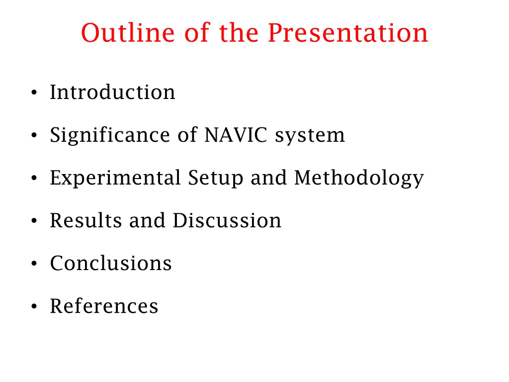 outline of the presentation