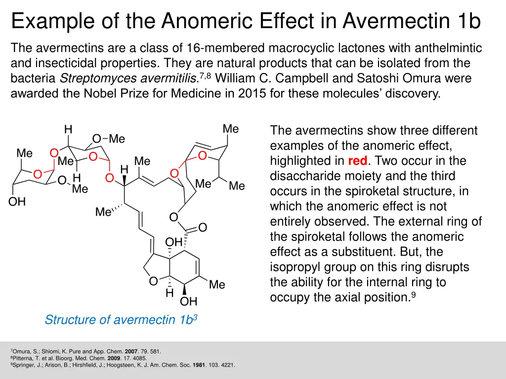 example of the anomeric effect in avermectin 1b