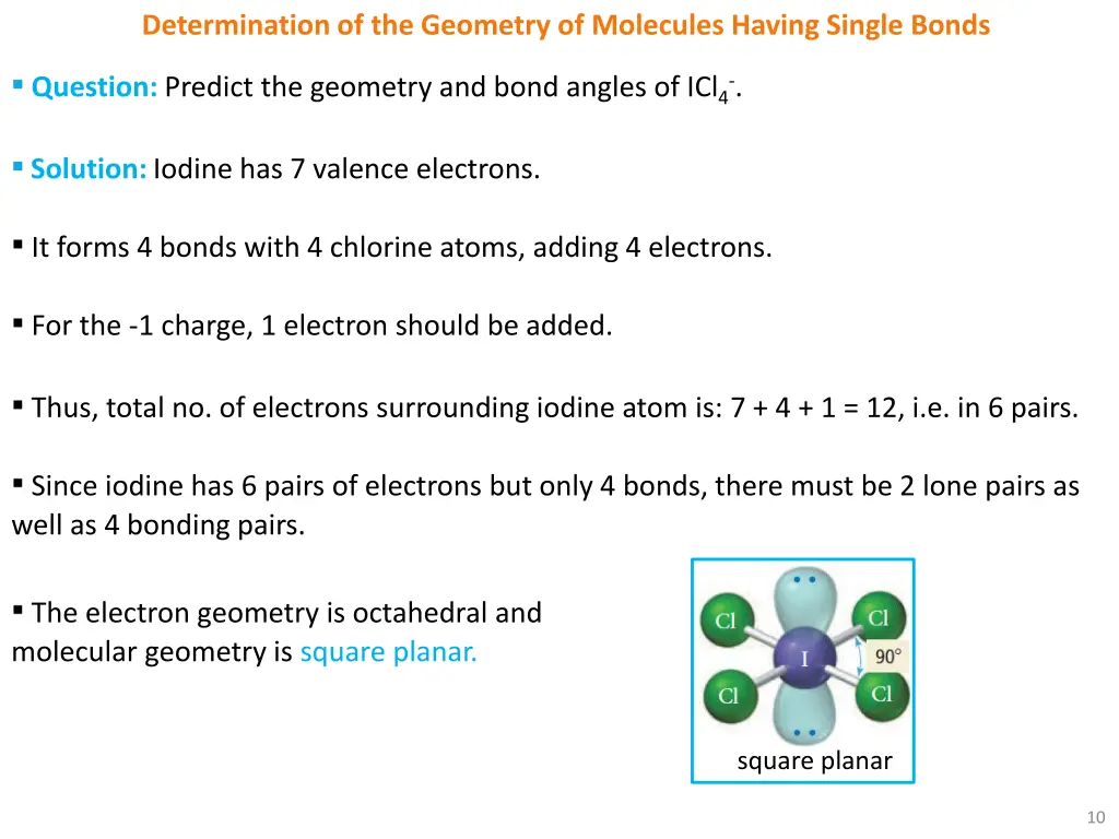 determination of the geometry of molecules having 1