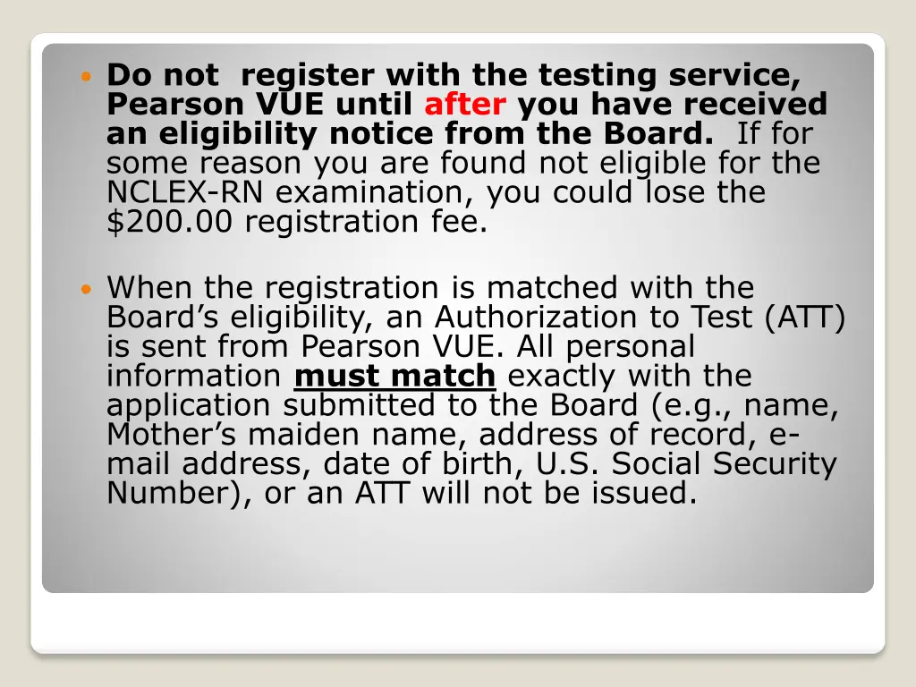 do not register with the testing service pearson