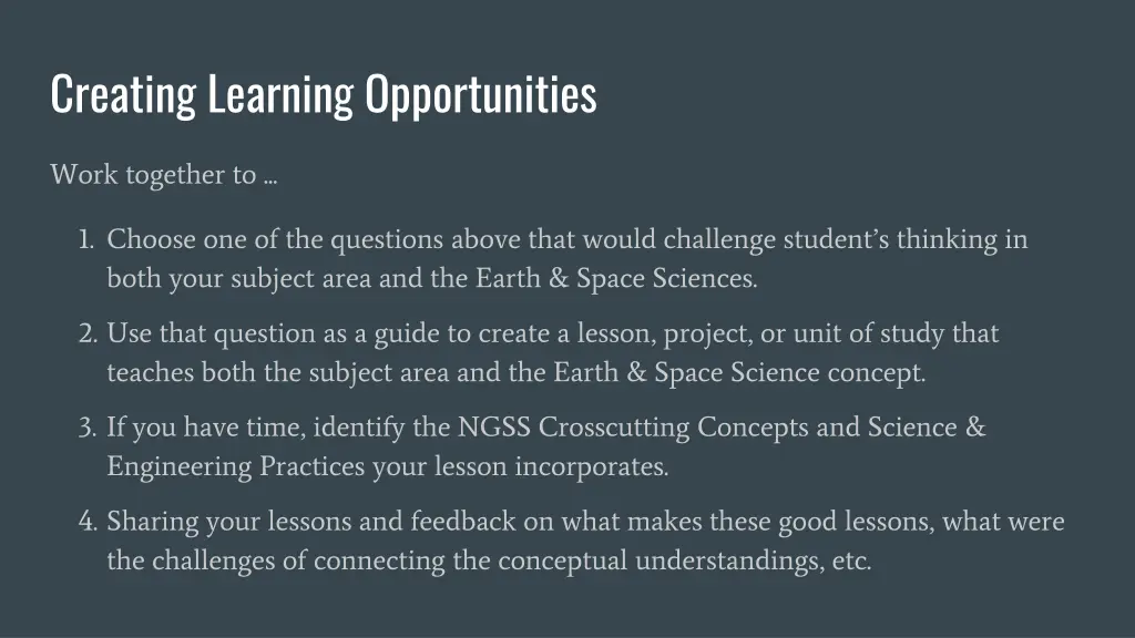 creating learning opportunities