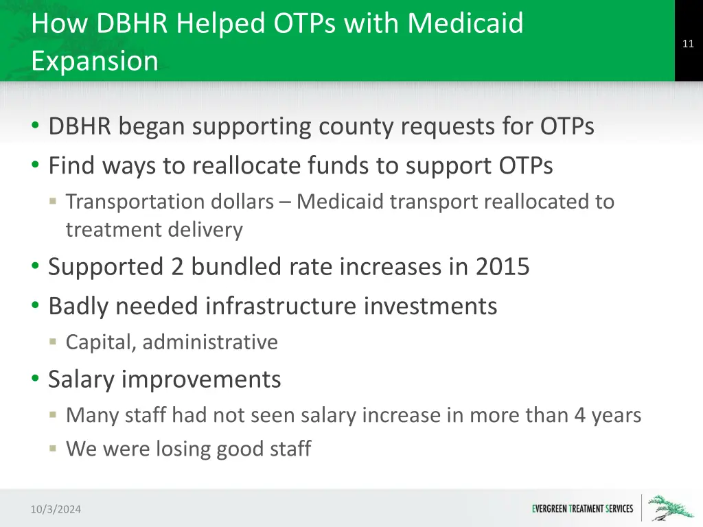 how dbhr helped otps with medicaid expansion