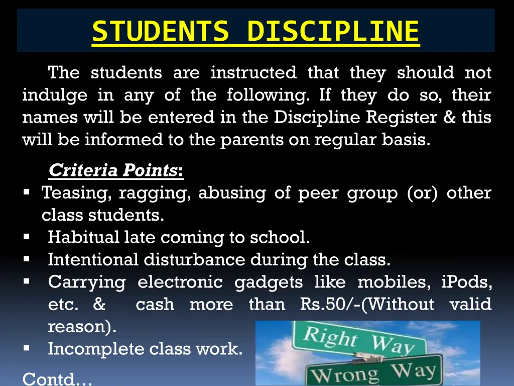 students discipline