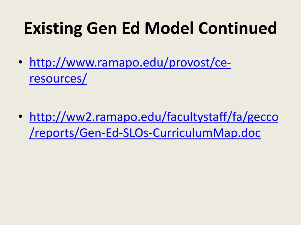 existing gen ed model continued 1