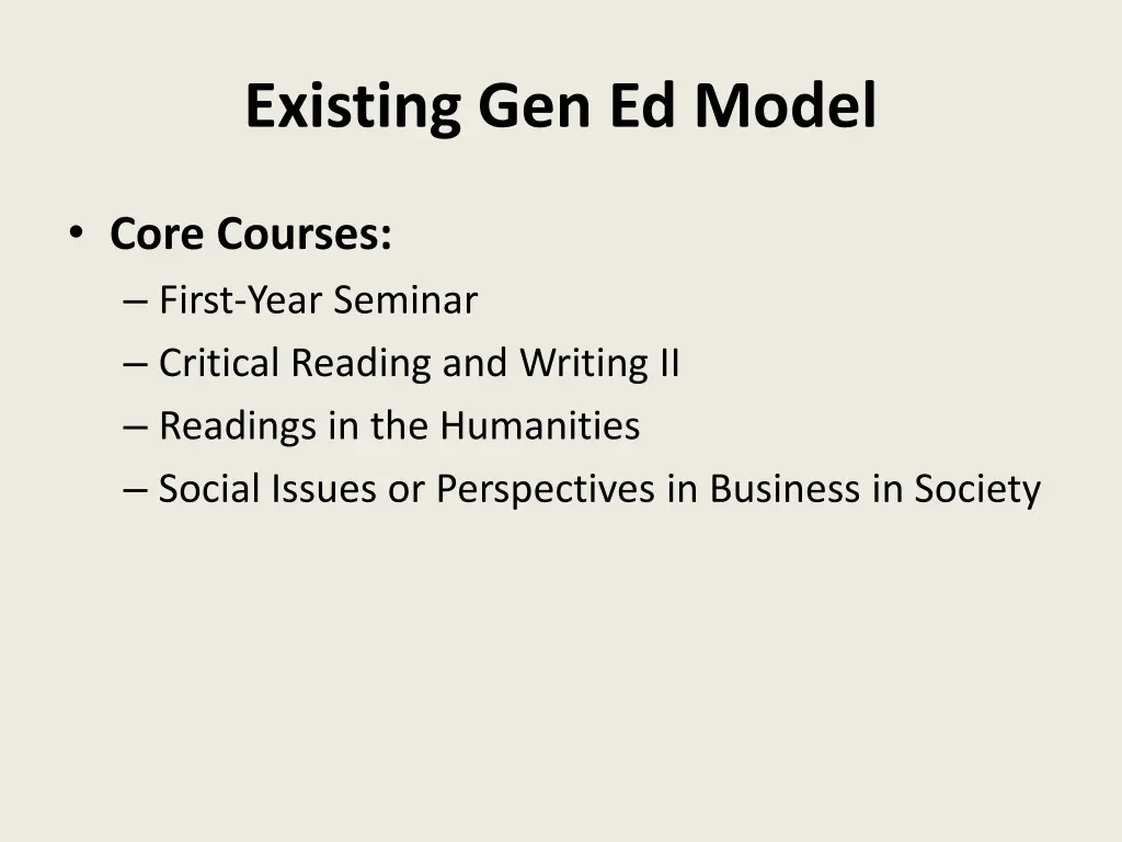 existing gen ed model