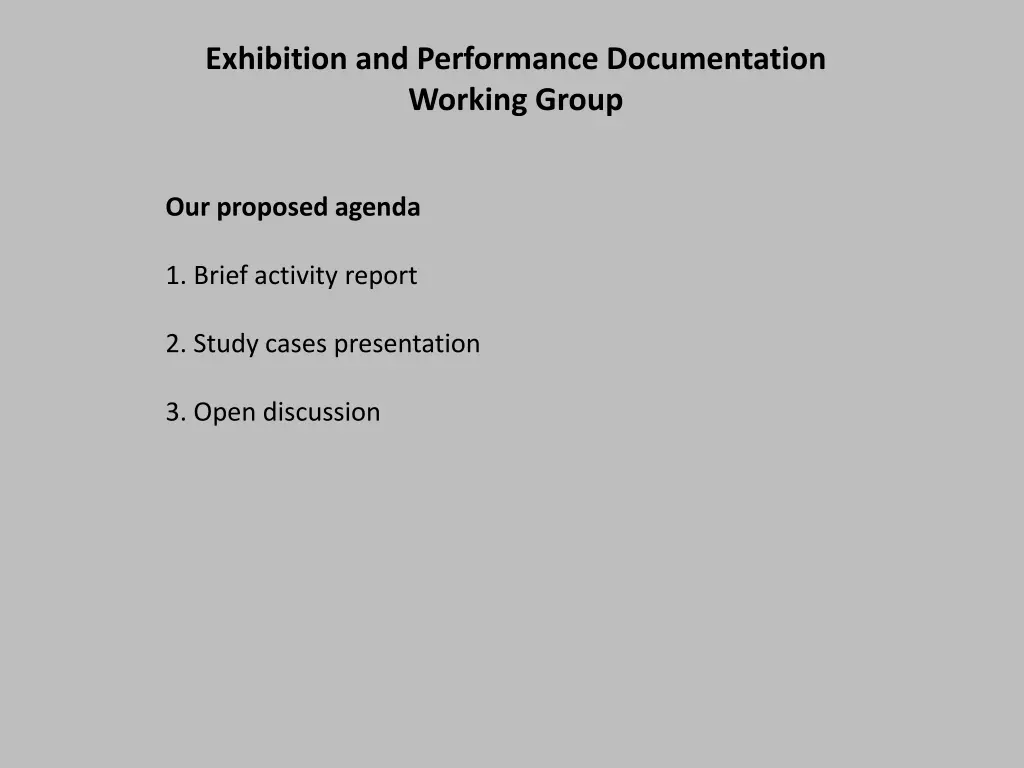 exhibition and performance documentation working 1