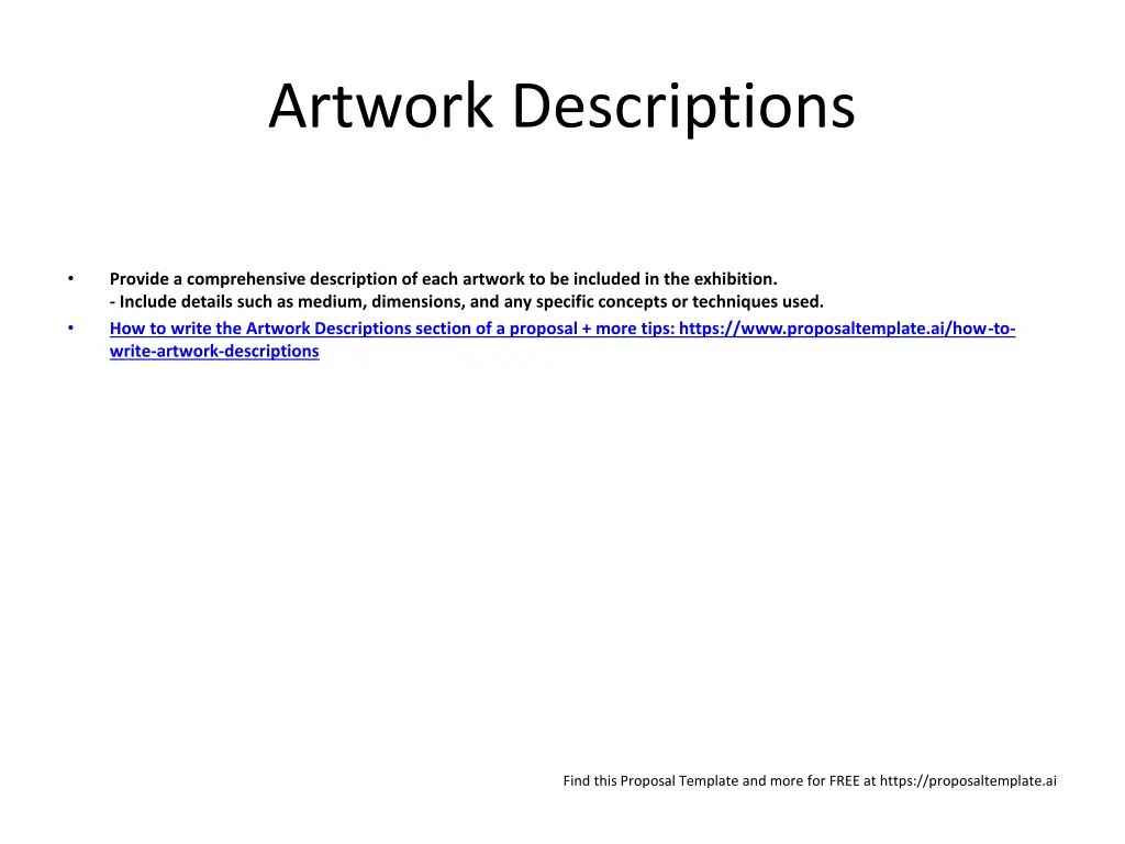 artwork descriptions