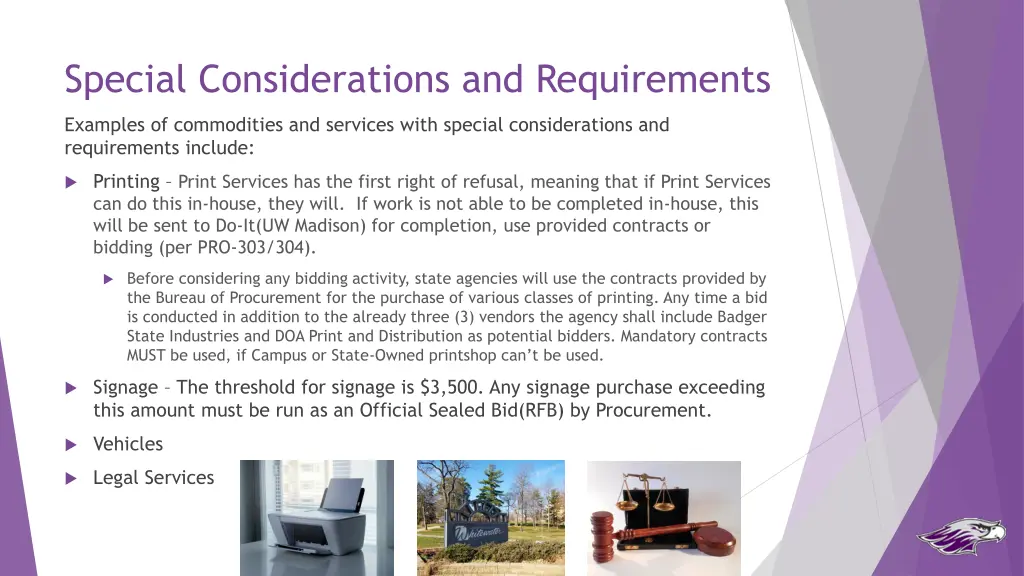 special considerations and requirements