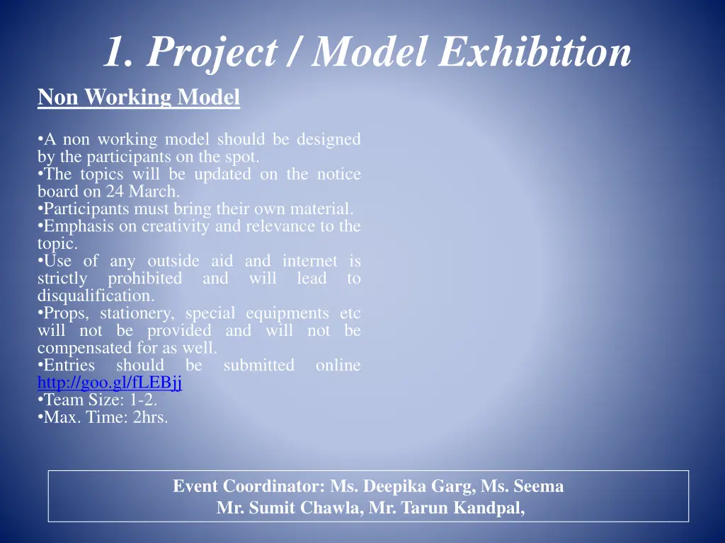 1 project model exhibition non working model