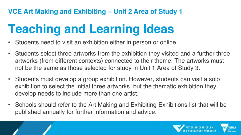 vce art making and exhibiting unit 2 area