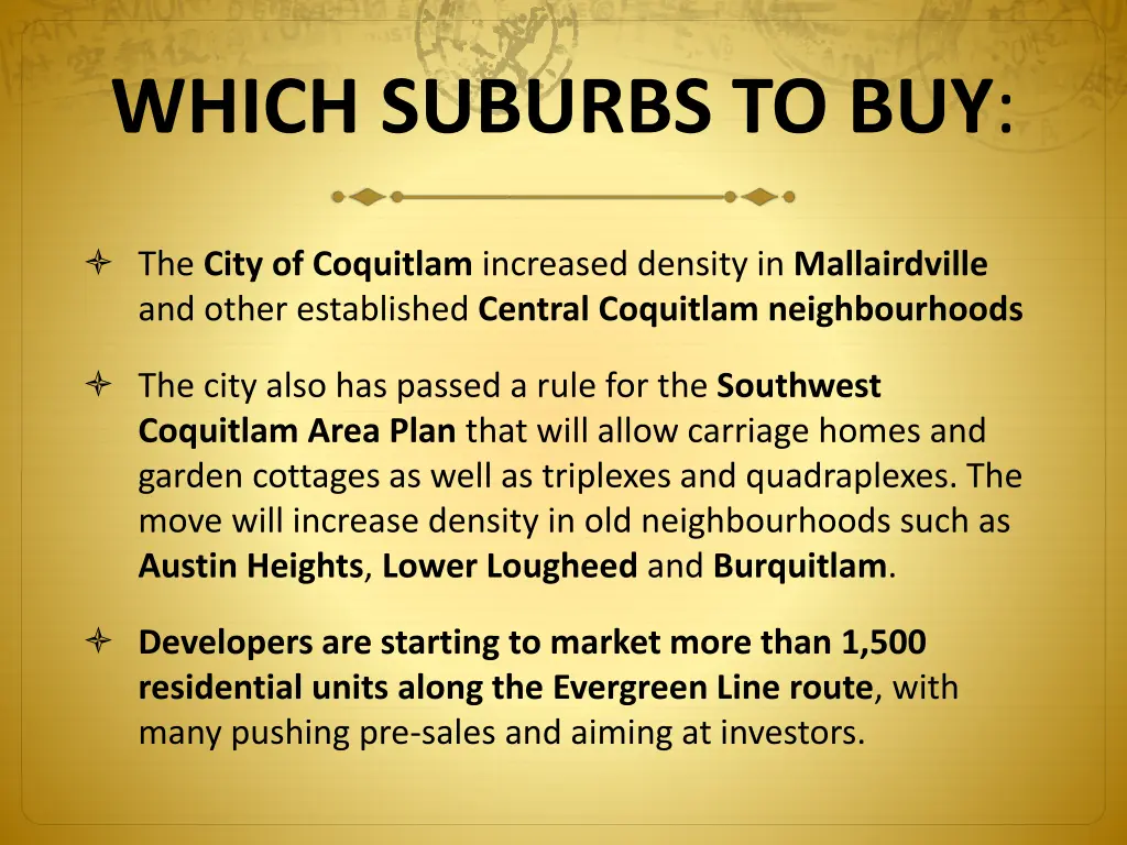 which suburbs to buy 1