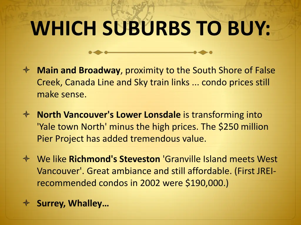 which suburbs to buy 4