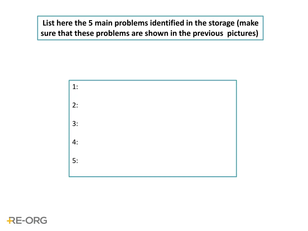 list here the 5 main problems identified