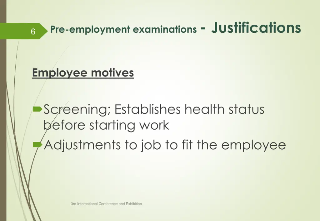 pre employment examinations justifications 1