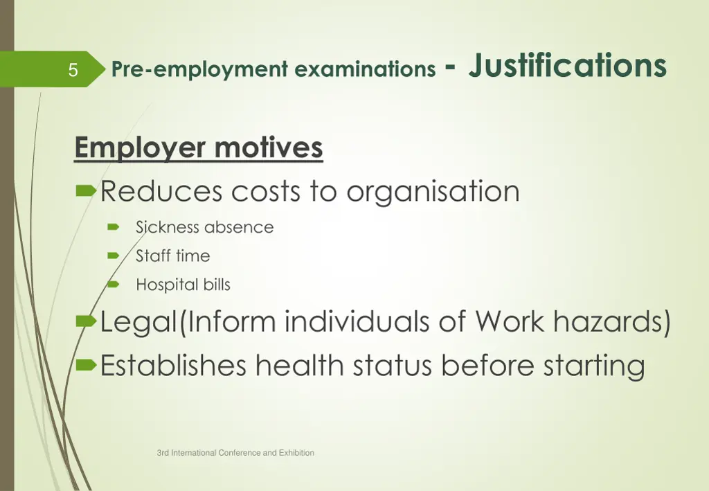 pre employment examinations justifications