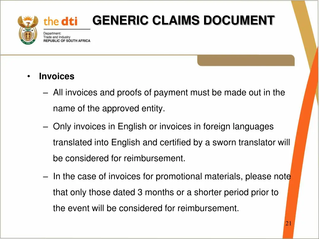 generic claims document