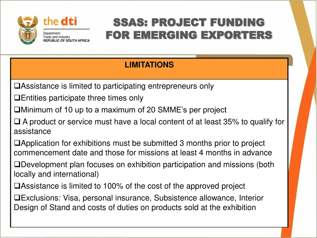 ssas project funding ssas project funding