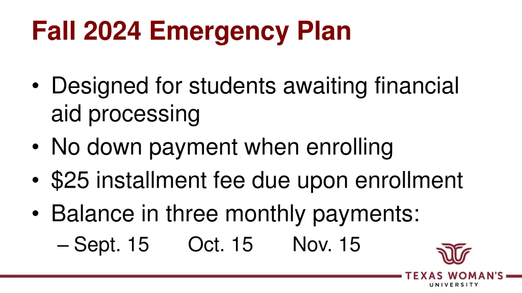 fall 2024 emergency plan