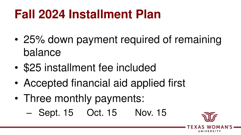 fall 2024 installment plan