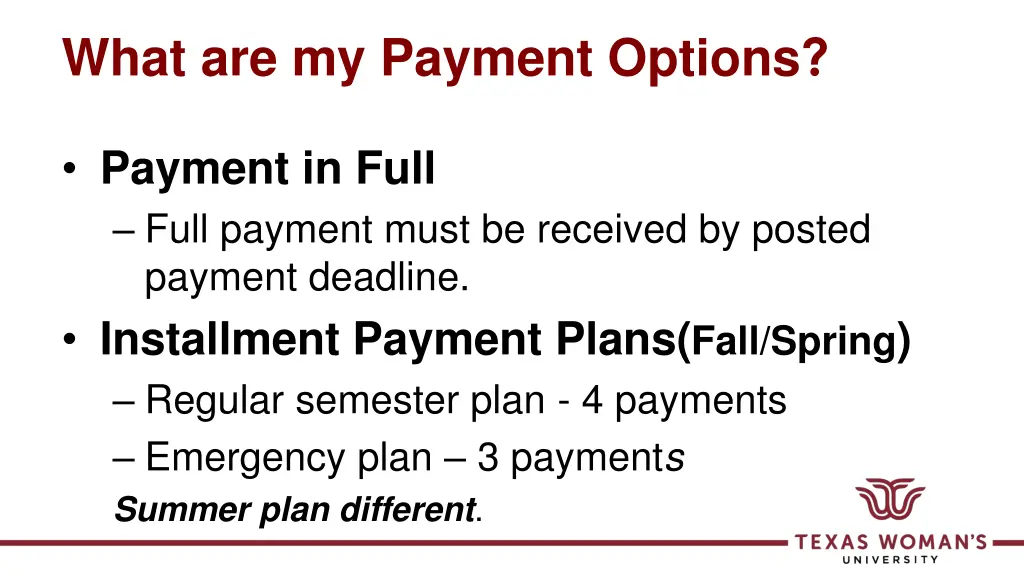 what are my payment options