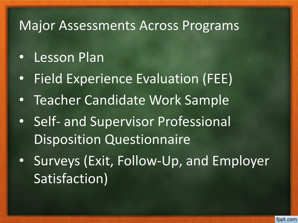 major assessments across programs