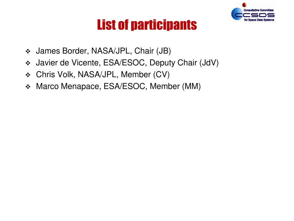 list of participants