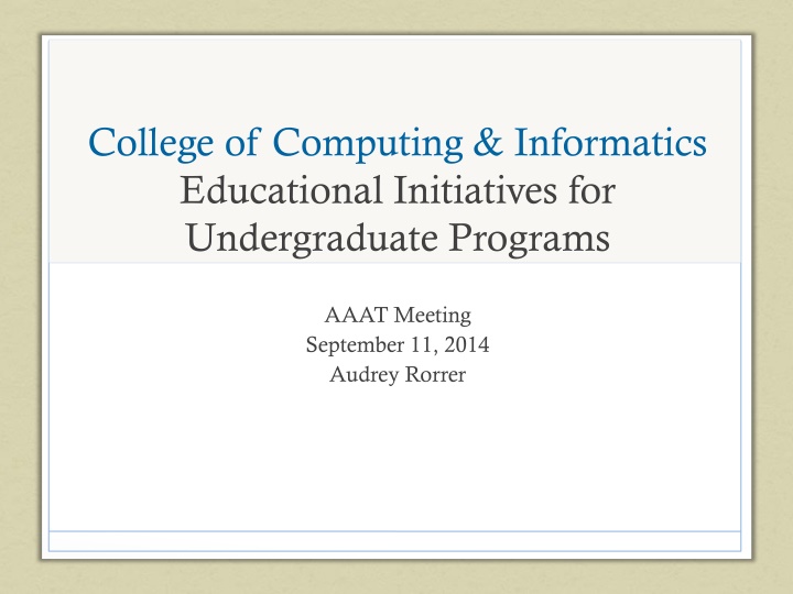 college of computing informatics educational