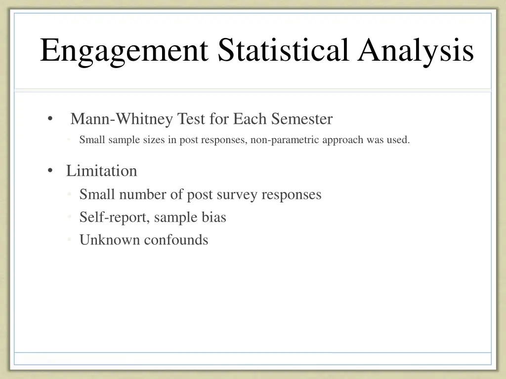 engagement statistical analysis