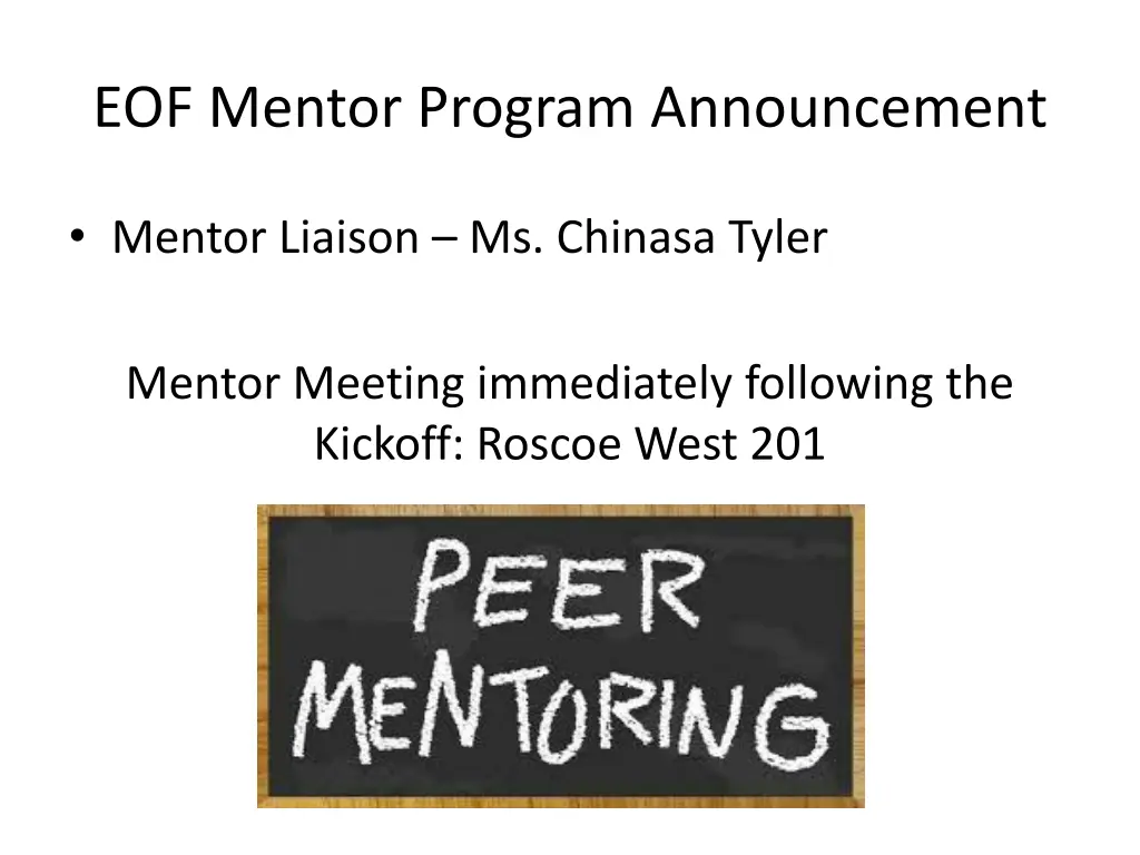 eof mentor program announcement