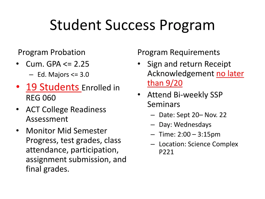 student success program