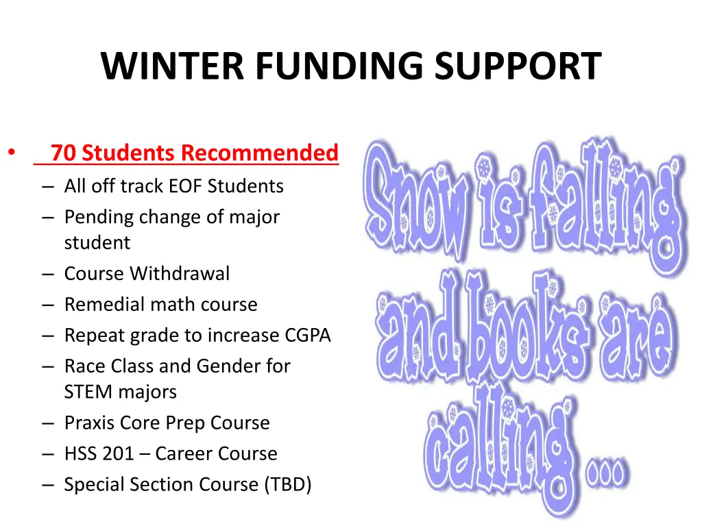 winter funding support