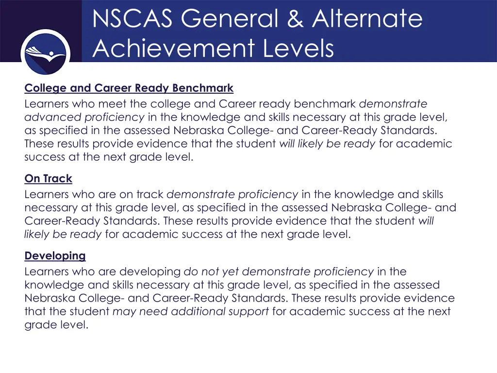 nscas general alternate achievement levels