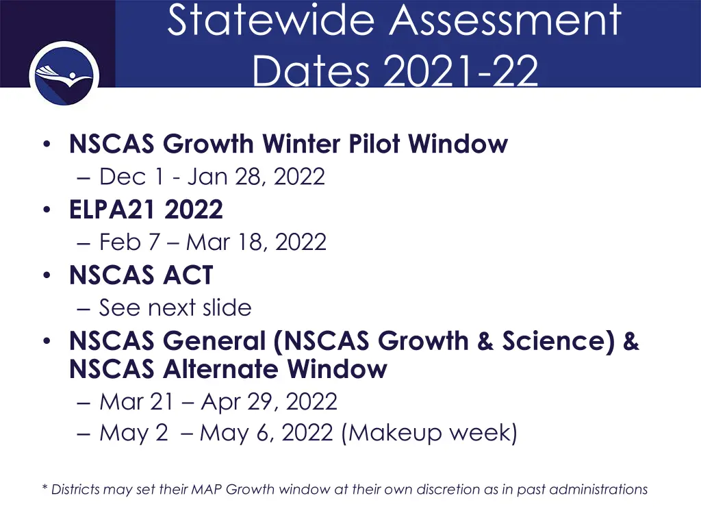 statewide assessment dates 2021 22