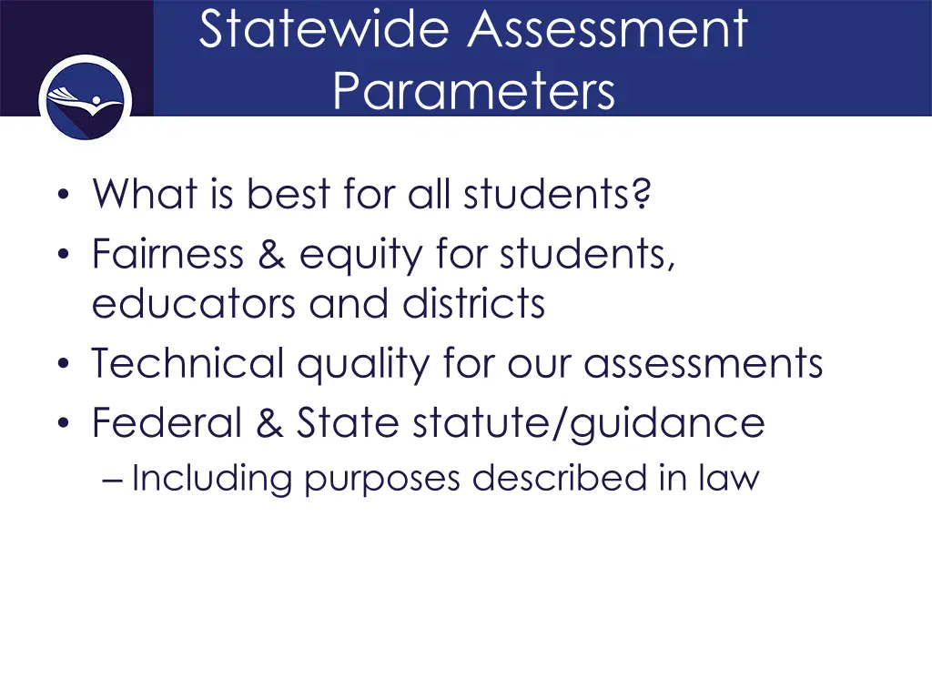 statewide assessment parameters