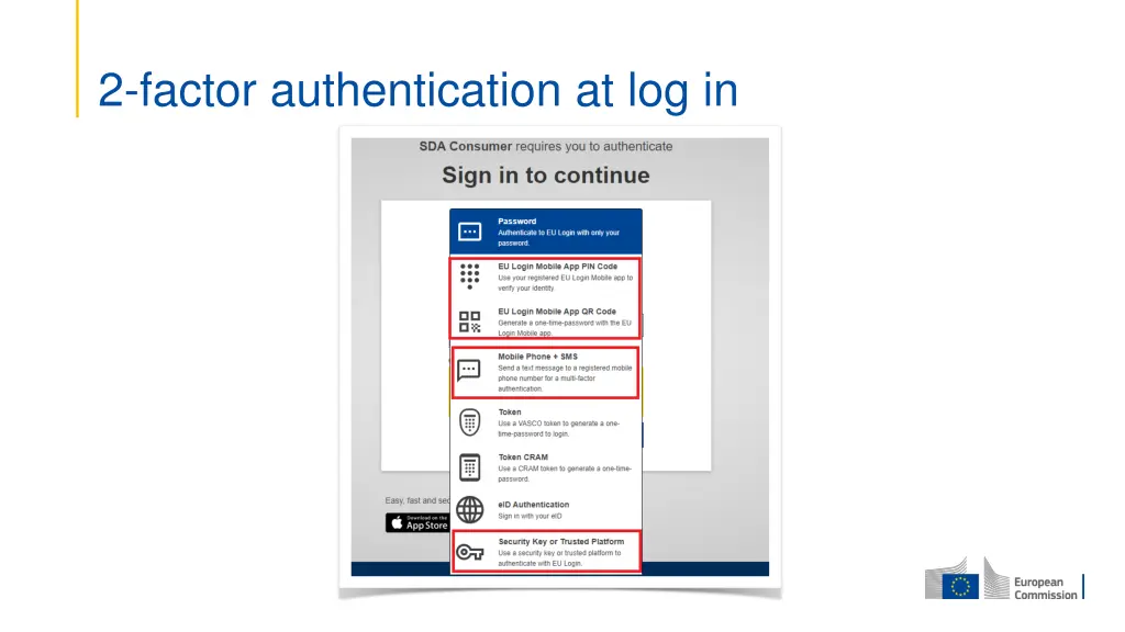 2 factor authentication at log in