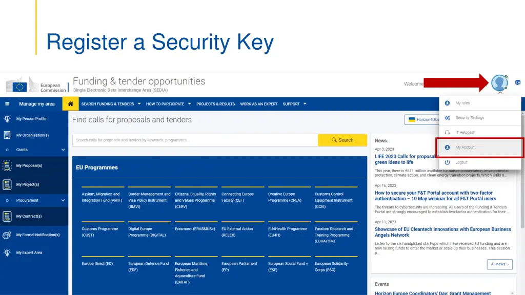 register a security key